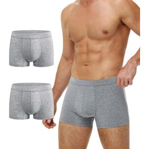 Battewa Cotton Incontinence Underwear for Men Light Protective Boxer Brief Leak Proof Underwear for Bladder Leakage 50ml (Large, Gray)