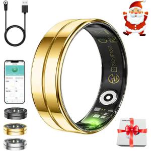 Smart Ring for Women Men,Fitness Tracker Ring with Heart Rate, Sleep Monitoring, Blood Oxygen, Step Counting for iOS and Android, No Subscription Fee, Waterproof, Valentines Day Gifts(NewGold, 11)