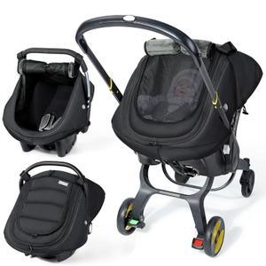 IvyWind Winter Baby Car Seat Cover, Universal Carseat Cover for Babies with Breathable Mesh Window, Cozy and Warm Car Seat Covers for Cold Weather, Kick-Proof Infant Carseat Canopy for Boy Girl, Black