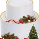 Goodluck 200PCS Gold Plastic Plates, Heavy Duty Disposable Gold Plates with 100 10.25 inch Dinner Plates and 100 7.5 inch Dessert Plates for Party, Holiday, Wedding, Thanksgiving