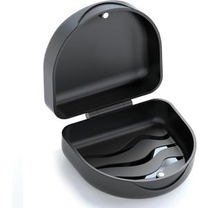 Retainer Case Denture Case: BVN Orthodontic Dental Case, Slim Braces Case, Mouth Guard Case, Denture Box, Teeth Aligner Case, Night Guard Case Container Storage Holder Black