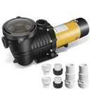 1.5HP 230Vac Two-Speed Energy-Saving Pool Pump for In/Above Ground Pools, 5400GPH Self-Priming Swimming Pool Motor with 1.25" & 1.5" & 2.0" Adapters
