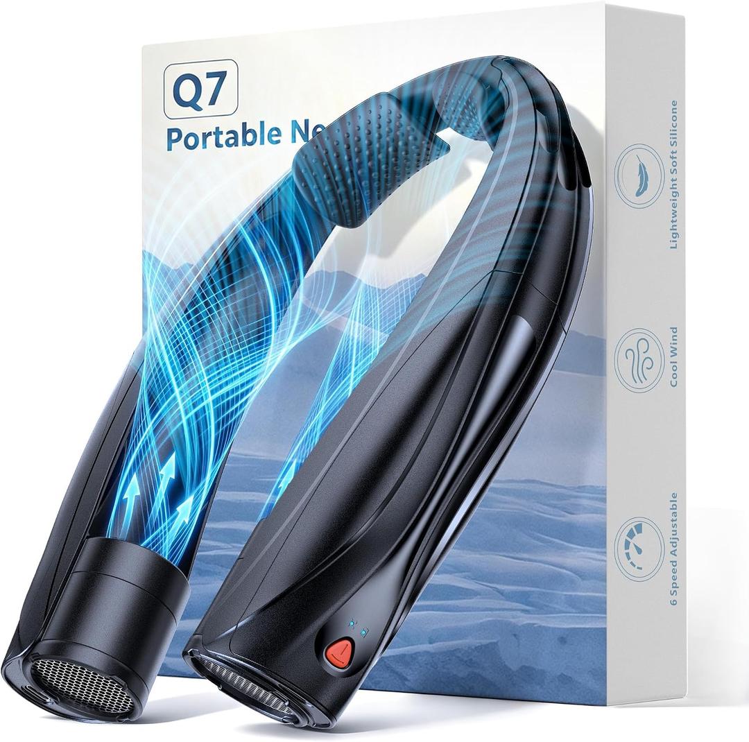 Portable Neck Fan, 6000mAh Personal Fan, 360 Cooling Rechargeable Wearable Fan, 6 Speeds Adjustable Hands Free Fan for Travel Outdoor, Office, Ideal Summer Gifts for Men Women