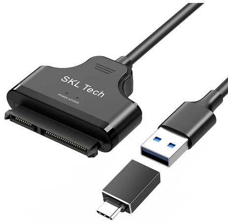SKL Tech USB 3.0 SATA III Hard Drive Adapter Cable, SATA to USB Adapter Cable for 2.5 inch SSD & HDD, Support UASP, 9 inch with USB C Adapter