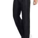 Tallemon Men's 34" Long Inseam Track Pants Warm-up Sweatpants Open Hem Tracksuit Bottoms for Lounge Travel, Black/ Black, S