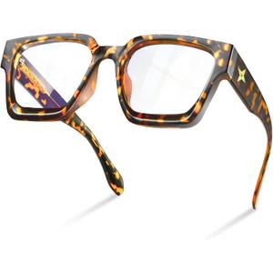livho Oversized Blue Light Blocking Glasses for Woman and Men - Rectangle Fashion Glasses for Computer, Chic Preppy Frame (*Coco Tortoise)