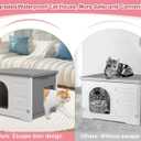 Plastic Cat House Outdoor & Indoor, Waterproof Feral Cat Houses with Escape Door, Sturdy Outdoor Cat House with Bed Mat, Outside Cat Shelter for Small Pet, Assemble and Clean Easily-Grey