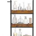 4 Tier Slim Rolling Storage Cart Narrow Space Utility Cart with Handle Metal Frame with Wood Top Table Sturdy Cart Organizers and Storage for Kitchen Bathroom Laundry Office, 5.1 Inches Deep Black