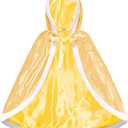 Princess Cloak with Hood Girls Cape Kid Toddler Costume Dress up for Halloween Christmas Carnival Cosplay (5-7 Years, Yellow)