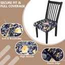 Stretch Dining Chair Seat Covers Set of 4,Dining Chair Slipcovers, Floral Printed Chair Covers,Soft Fabric Washable Upholstered Chair Seat Protector, No Rear Covers for Home Kitchen Dining Room (A-vintage Yellow Roses)