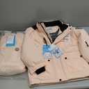 YRAETENM Kids Snowsuit Boys Girls 2 Piece Insulated Waterproof Winter Snowsuits with Hooded Jacket and Ski Bib Overalls (7-8 Years, 01 Beige)