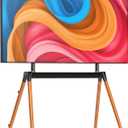 Ergounion Easel TV Stand for 32-86 Inch LCD LED Flat or Curved Screen up to 132 lbs, Height Adjustable Tripod TV Floor Stand with Wood Legs and Cable Ties