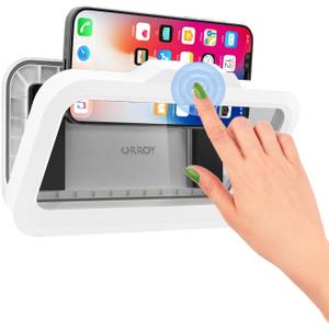URROY Shower Phone Holder Waterproof One-Touch Open Shower Phone Case Anti-Fog & Sensitive Touchscreen Bathroom Wall Phone Mount Stand Universal Fit for iPhone & Smartphones Gift for Men Women White