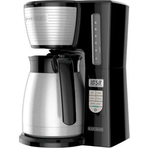 BLACK+DECKER 12-Cup Thermal Programmable Coffee maker, Brew Strength Selector, Auto-clean, Black and Silver