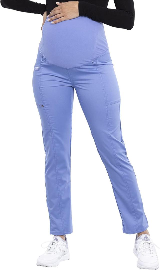 Cherokee Maternity Scrub Pants for Women Straight Leg Bottoms with Belly Coverage, Ultra Soft 2-Way Stretch Fabric - WW155 (XX-Small, Ciel)