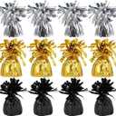 Metallic Balloon Weights, Birthday Party Favors, Novelty and Gag Gifts, 5.5" Inches, 12-Pack (Black/Gold/Silver)