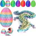 3D Printed Dragon Fidget Toys,12inch Flexible Dragon Toy 3D Printed Dragon Eggs with Dragon Inside,Easter Egg fillers,Easter Basket Stuffers,Easter Basket Essentials Fidget Toys (Rainbowmulti)