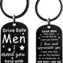 9 x Valentines Day Gifts for Him, Drive Safe Keychain, Christmas Gifts for Men Keychain, Father's Day Gifts for Husband from Wife, Birthday Anniversary Retirement Valentines Day Presents for Him Husband