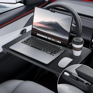 YONZEE 2-in-1 Car Steering Wheel Desk Tray & Car Seat Gap Filler Organizer  Foldable Carbon Fiber Look Table for Laptop, Eating Food, Writing  for Standard Round Steering Wheels (Black)