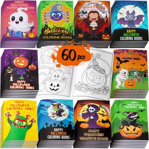 90shine 60PCS Halloween Coloring Books Party Favors for Kids - Hallowmas Trick or Treat Goodie Bag Stuffer Fillers Gifts Fun Activity Decorations Supplies