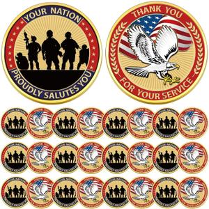 Misdary 30 Pcs Military Challenge Souvenirs Thank You Veterans Souvenirs Bulk Commemorative Thank You for Your Service Military Retirement Gifts for Men Women Veterans Day