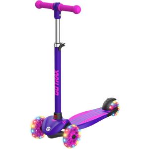 Gotrax KS1 Kids Kick Scooter, LED Lighted Wheels and 3 Adjustable Height Handlebars, Lean-to-Steer & Widen Anti-Slip Deck, 3 Wheel Scooter for Boys & Girls Ages 2-8 and up to 100 Lbs