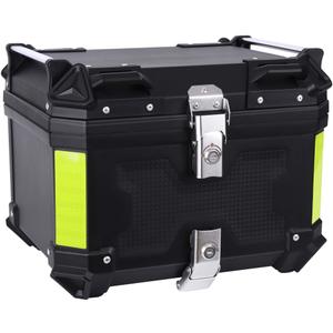 Motorcycle Top Case 45L Trunk Tail Box Bag Aluminum alloy handle With Leather Lining Anti-Theft With Double Lock And Back Cushion Waterproof Dustproof Easy Installation With Universal Bracket Silver