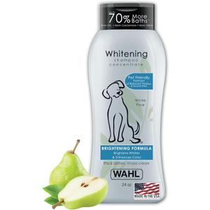 Wahl USA Whitening Shampoo White Pear scent for Pets  Whitening & Animal Odor Control with Silky Smooth Results for Grooming Dirty Dogs  24 oz - Model 820001A