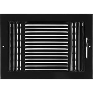 HVAC Premium 12"w X 8"h 3-Way AIR Supply Grille - Vent Cover & Diffuser - Flat Stamped Face - Black [Outer Dimensions: 13.75"w X 9.75"h]