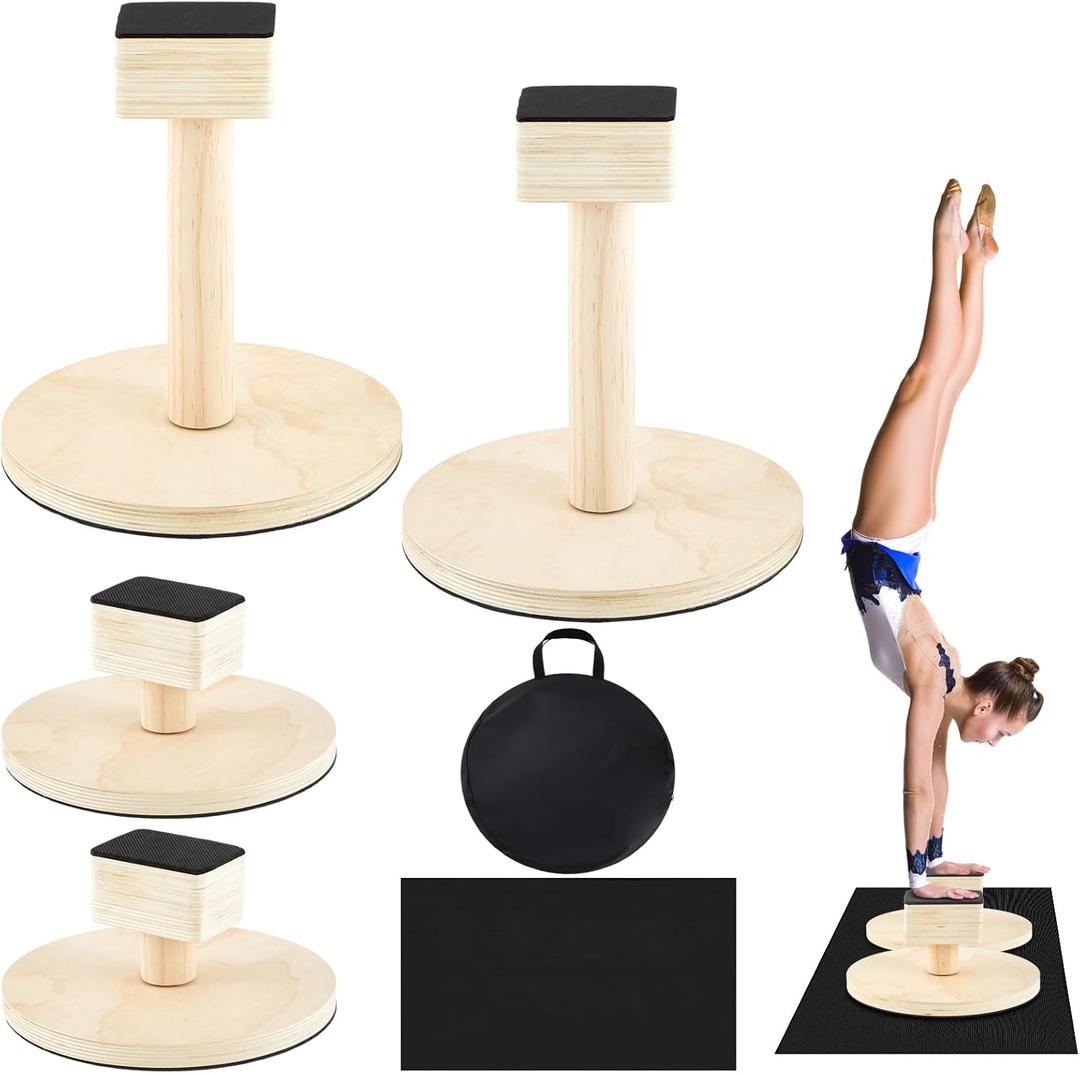 Skylety 3 in 1 Adjustable Handstand Canes High Low Canes, Yoga Block with Storage Bag and Non Slip Pad, Cheer Balance Trainer for Gymnastics, Acrobatics, Contortionist Flexibility Core Strength