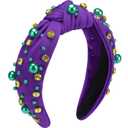 3 x WantGor Pearl Knotted Headband, Women Rhinestone Embellished Hairband Elegant Wide Top Knot Bride Headbands Headpieces Party Fashion Elegant Ladies Hair Band Hair Hoop Accessories (Dark Purple)