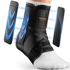 Slim-Fit Ankle Brace for Sprained Ankle, Quick Lace Up Ankle Support for Women Men with 2 Auto-Shaped Pads, Air Fabric Cool Ankle Stabilizer for Injury Recover, Running,Sports, Black, M(Ankle size:12"-13") 