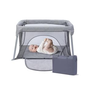 Lightweight Travel Crib - Portable Baby PlayardFoldable Play Yard with Zipper Door, No Tools Setup, Compact for On-The-Go
