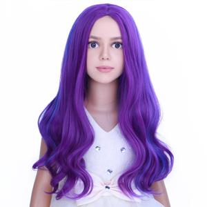 Blue Purple Wig Kids Wig Long Wavy Wig Child Size Heat Resistant Synthetic Hair Wig Girls Cosplay Costume Wig (Blue Purple)