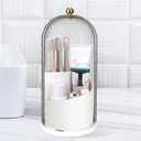 Toothbrush Holders with Sliding Lid, Rotating 3 Slots Bathroom Organizer Countertop, Tooth Brush Toothpaste Holder Bathroom Counter Stand Caddy for Vanity Makeup Brushes Holder (White)