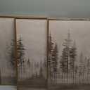 Beige Foggy Pine Tree Framed Canvas Wall Art Set, Modern Misty Forest Wall Decor,Nature Landscape Brown Art Print for Living Room,Bedroom-16 x24 x3