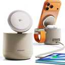 4 in 1 [Official MFI Qi2 PSE Certified] 15W Mag Safe Wireless Charging Station Dock, Threekey Apple Watch Mag Safe Charging Cube with Ambient Light for iPhone 16/15/14/13 12&iWatch&Airpods 4/3/2&iPad