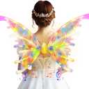 DIY Electric Sparkling Butterfly Fairy Wings with Lights Music, LED Moving Fairy Wing for Kids Pets Cosplay costume