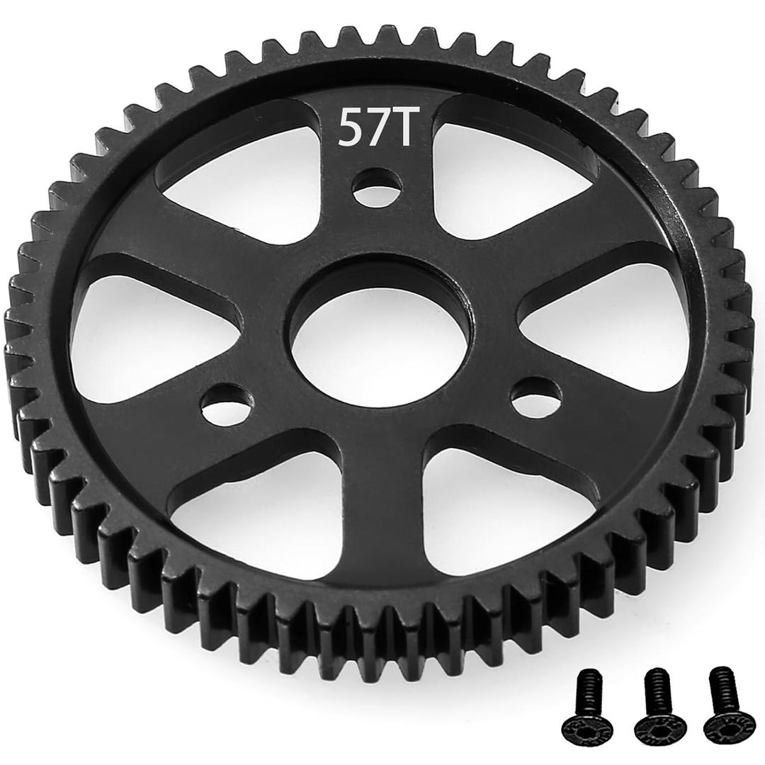 32P Spur Gear, 57T 0.8 Metric Pitch, Compatible with 32P, Hardened Steel 57 Tooth 0.8M Spur Main Gear for 1/10 TRAXXAS Ford Rustler Slash Stampede 4X4 Summit T-Maxx E-REVO Jato Arrma