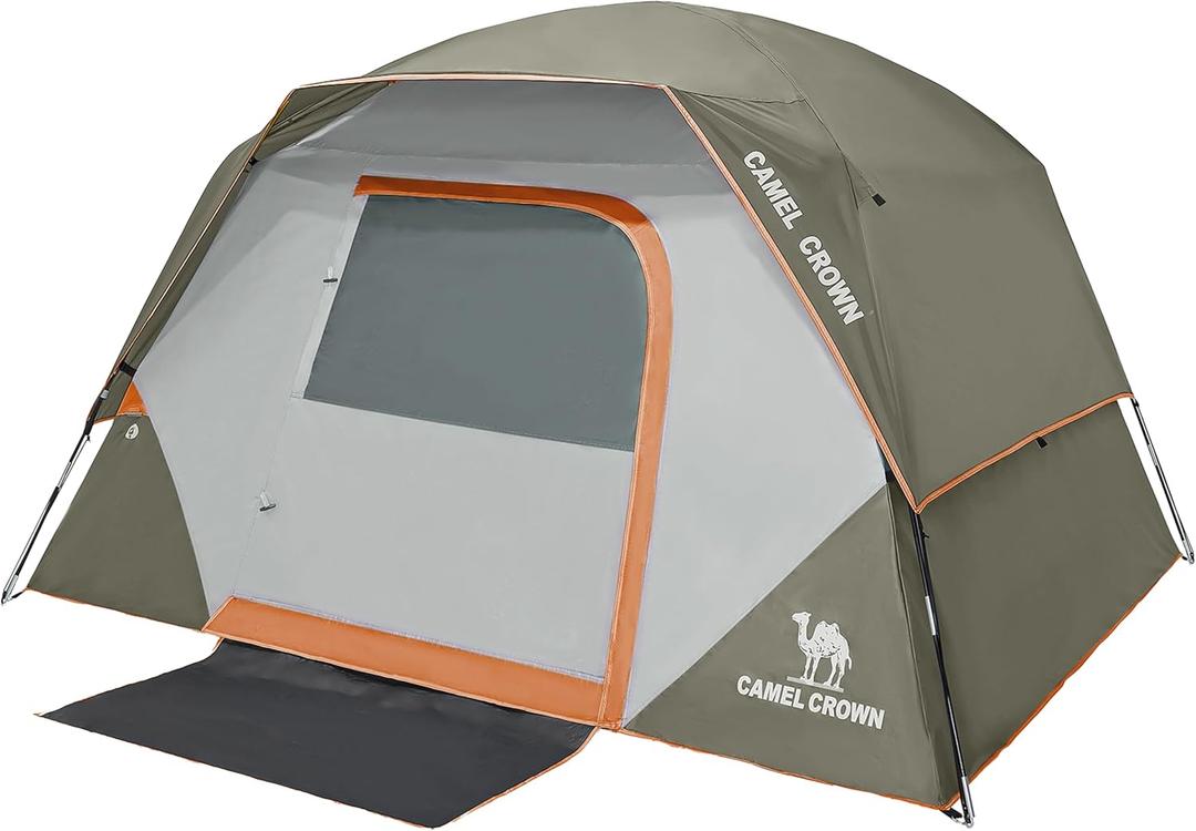 CAMEL CROWN Tents for Camping 4/8 Person Waterproof Quick Setup Folding Outdoor Backpacking Tents 4 People Family Hiking (Brown)