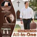 Bible Cover Case with Built-in Book Stand, Large Storage Leather Bible Bags for Women Men, Zipper Church PU Book Cover Study Bag, Christian Gifts for Mother/Husband/Daughter (11.8"x9")