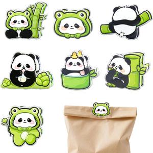 7 Pcs Panda Themed Chip Clips, Cute Animals Bag Clips for Food Storage Acrylic Airtight Seal Grip for Bread Bags, Snack Bags, Coffee Bags, Funny Home Office Clips Kitchen Accessories