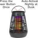 PIC Portable Bug Zapper, 600V Solar Powered Insect Trap & Fly Zapper for Outdoor Use, LED Flickering Flame, Activates Automatically in Dark, Weatherproof Outdoor Fly Trap, Kills Bugs on Contact