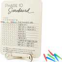Phase 10 Scoreboard with 8 Colored Pegs and Stand  Phase Ten Card Game Score and Round Tracker  Game Night Accessory for Family Board Games, Adults, Kids, and Travel