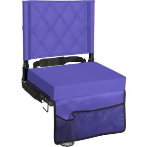Sheenive Stadium Seats for Bleachers with Back Support, Bleacher Seats with Backs and Cushion Wide, Padded Portable Folding Comfort Stadium Chair with Shoulder Strap, Perfect for Sports Events, Purple
