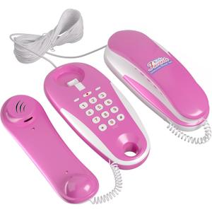 Kids Play Phone, Intercom Toy with Real Ring Sounds, Pretend Play Telephone, 23 ft Ultra-Long Phone Line with Kids to Chatting and Learning, Toddler Develop Communication Skill Toys, Kids Gift (Pink)