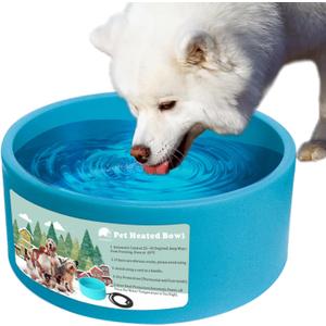 Heated Water Bowl for Dog & Cat, Outdoor Heated Dog Bowl Provides Drinkable Water & Food in Winter, Heated Pet Bowl for Outside, Smart Thermal-Dish for Rabbit, Chicken, Duck, Squirrel (98 OZ)