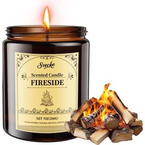 Fireside Scented Candles, 7oz Soy Wax Candle, Long Lasting Aromatherapy Jar Candle for Home, Scented Long Burning Candle Gift for Women and Men (Pack of 1)