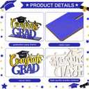 4 Pcs Blue and Gold Graduation Decorations Class of 2026 Congrats Grad Centerpieces Mirrored Wooden Table Sign for High School College Photo Booth Props Graduations Party Favors