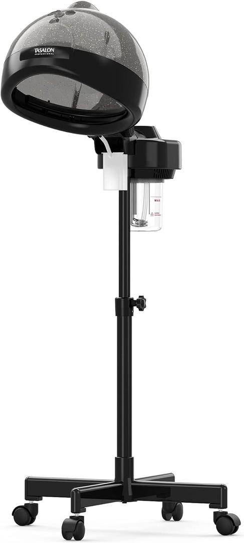 TASALON Standing Hair Steamer for Deep Conditioning - Hooded Steam Cap for Natural, Dyed Hair - Professional Steamer for Hydration, Dry Hair Treatment-Heated Micro Mist Steamer for Spa, Home Use